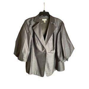Spiegel Womens Jacket Blazer top Puff balloon sleeve 100% Silk sz 15W